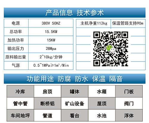 發(fā)泡聚氨酯噴涂設備JNJX-Q30技術參數